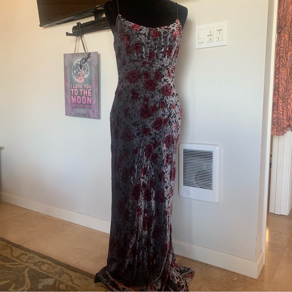 Cachet Velvet Dress with Floral Design